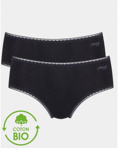 Juego de 2 calzoncillos midi Sloggi GO (Algodón Bio) Negro