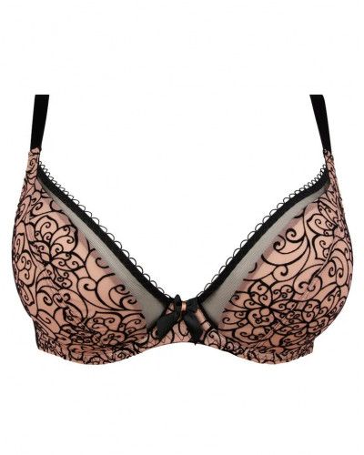Underwired triangle deep cups bra Antigel Boudoir de filles (Rose Noir)