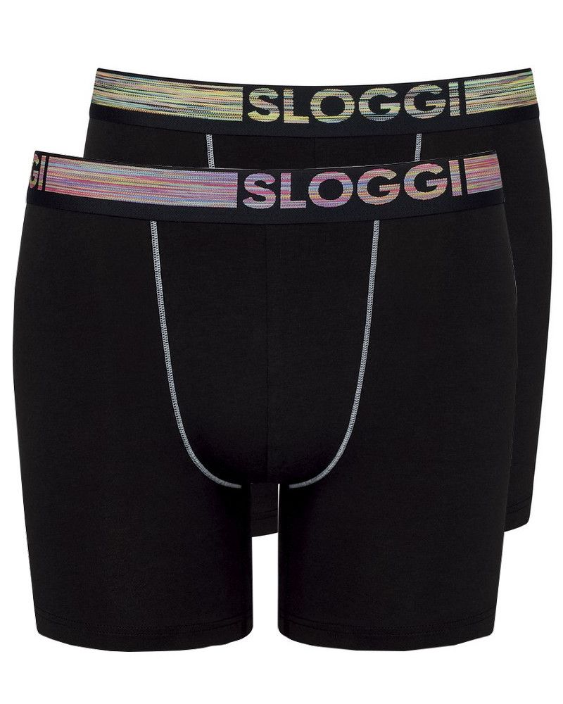 Boxer Largo Sloggi GO ABC Natural paquete de 2 (Negro)