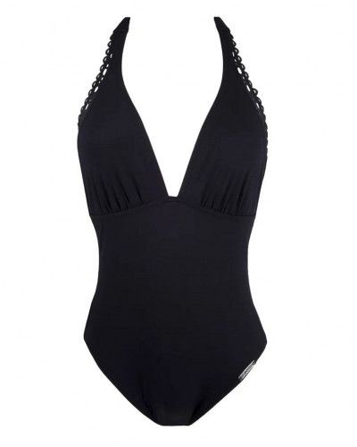 One-Piece Swimsuit Seduction Back Plunge Lise Charmel Ajourage Couture (Black)