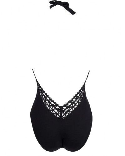 One-Piece Swimsuit Seduction Back Plunge Lise Charmel Ajourage Couture (Black)