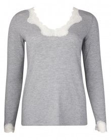 Tee shirt long sleeves V-neck Antigel Simply Perfect (Chiné Gris)