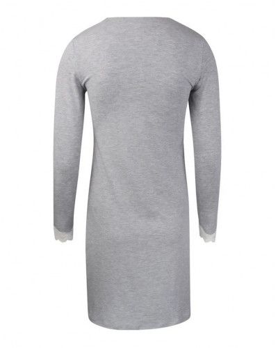 Nightdress long sleeves V-neck Antigel Simply Perfect (Chiné Gris)