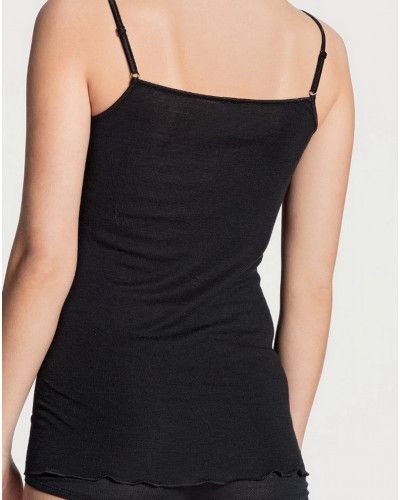 Camisetas tirantes espaguetis Calida True Confidence Lana & Seda (Negro)