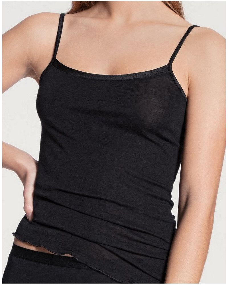 Camisetas tirantes espaguetis Calida True Confidence Lana & Seda (Negro)
