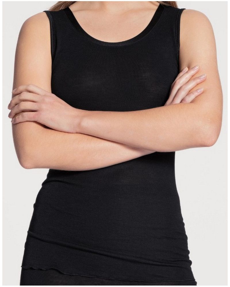 Camisetas tirantes Calida True Confidence Lana & Seda (Negro)