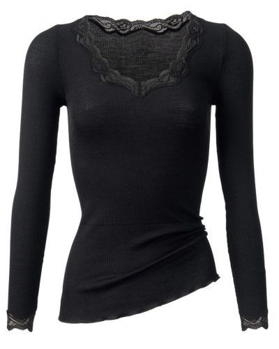Long sleeves top Calida richesse lace Wool & Silk (Black)