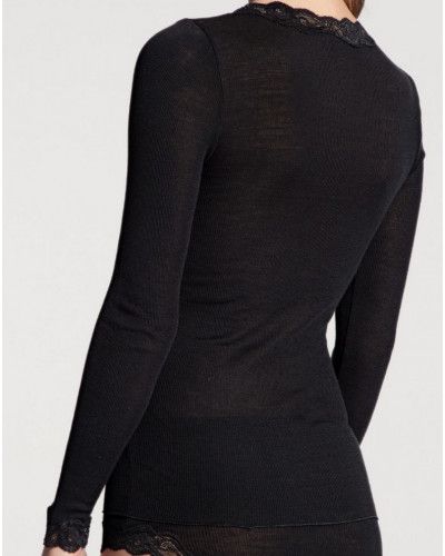 Long sleeves top Calida richesse lace Wool & Silk (Black)