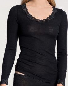 Long sleeves top Calida Richesse Lace Wool & Silk (Black) Calida - 1