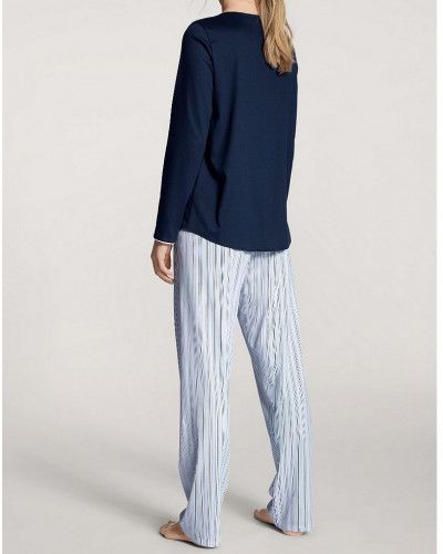Pyjama long button-down Calida Sweet Dreams 100% cotton interlock (Peacoat Blue)