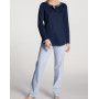 Pyjama long boutonné Calida Sweet Dreams 100% coton interlock (Peacoat Blue) Calida - 1