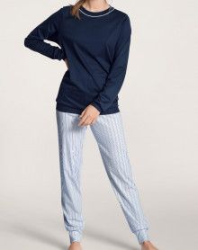 Pyjama long Calida Sweet Dreams 100% coton interlock (Peacoat Blue) Calida - 1