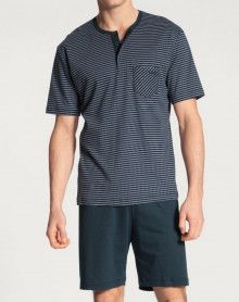 Pyjama shorts with short sleeves with buttons Calida Relax 100% cotton interlock (Dark Sapphire) Calida - 1