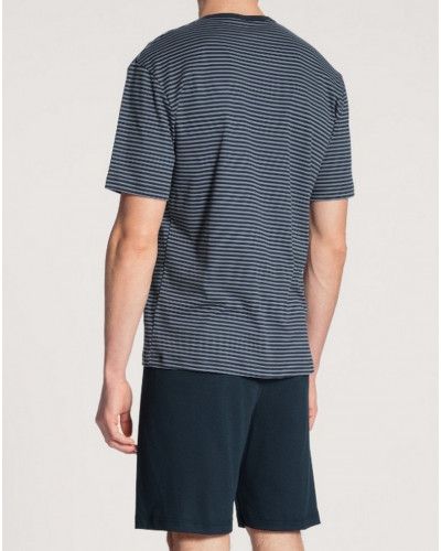 Pyjama shorts with short sleeves with buttons Calida Relax 100% cotton interlock (Dark Sapphire)