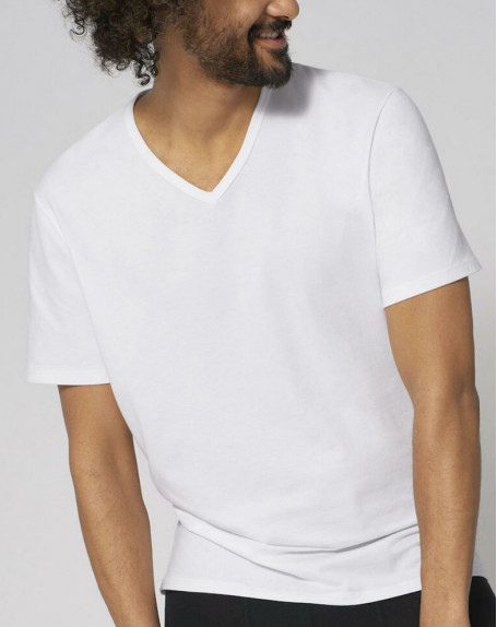 Camiseta cuello V corte recto (Algodón Orgánico) Sloggi GO Shirt (Blanco) Sloggi For Men - 1