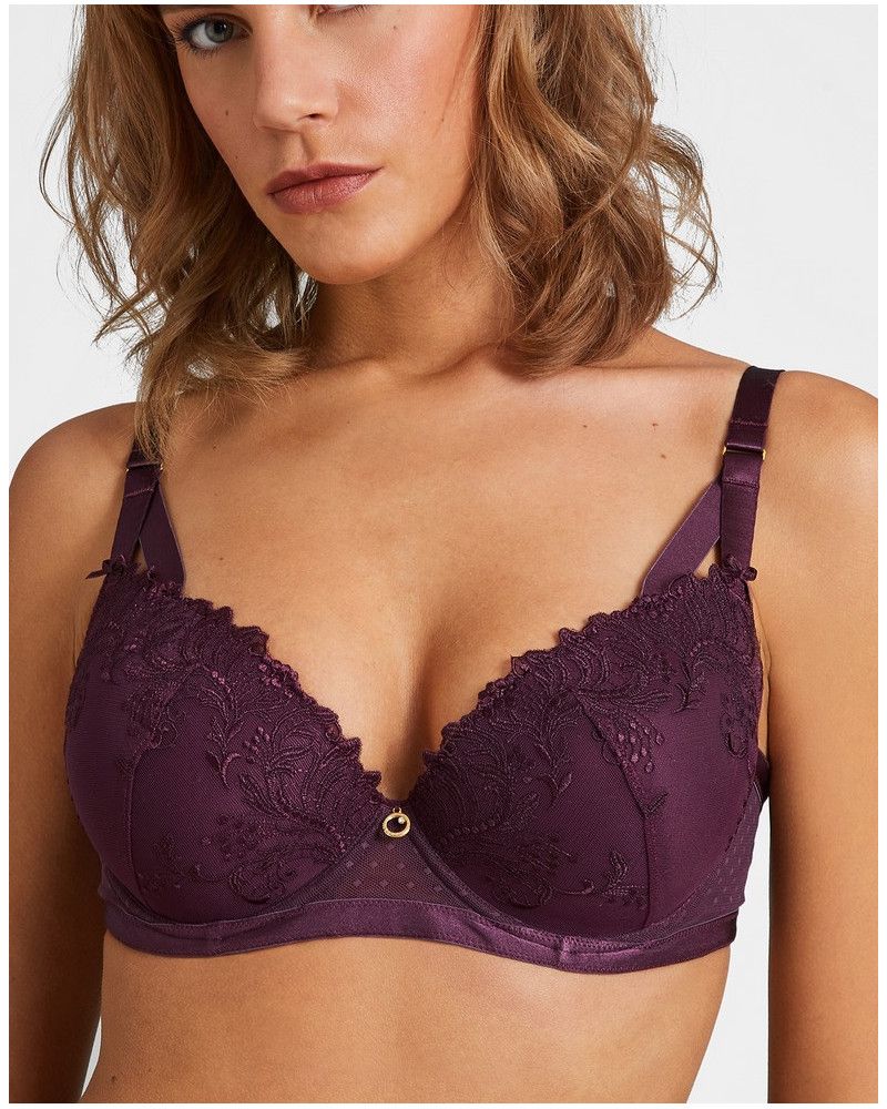 Padded plunge bra Aubade Femme Passion (Wineberry)