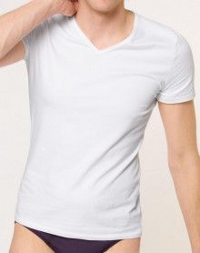 T-shirt col V coupe ajustée (Coton Bio) Sloggi GO Shirt (Blanc) Sloggi For Men - 1