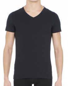T-shirt col V HOM Supreme Coton (Noir) HOM - 1