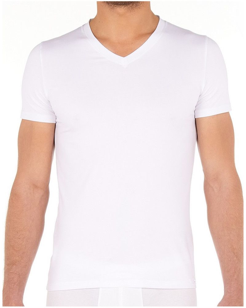 Camiseta cuello V Tencel Soft (Blanco)