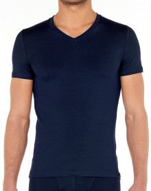 HOM V-Neck T-shirt Tencel Soft (Marine) HOM - 1