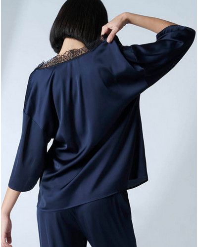 3/4 sleeve top Simone Pérèle Satin Secrets (Pleine Lune)