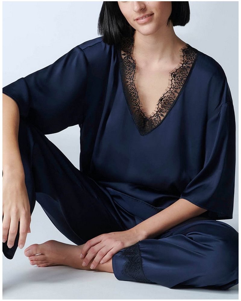 3/4 sleeve top Simone Pérèle Satin Secrets (Pleine Lune)