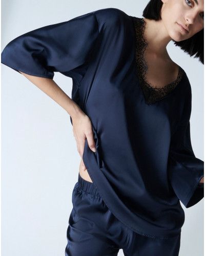 3/4 sleeve top Simone Pérèle Satin Secrets (Pleine Lune)