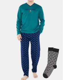 Long pyjamas COLV 100% cotton Arthur (free socks)