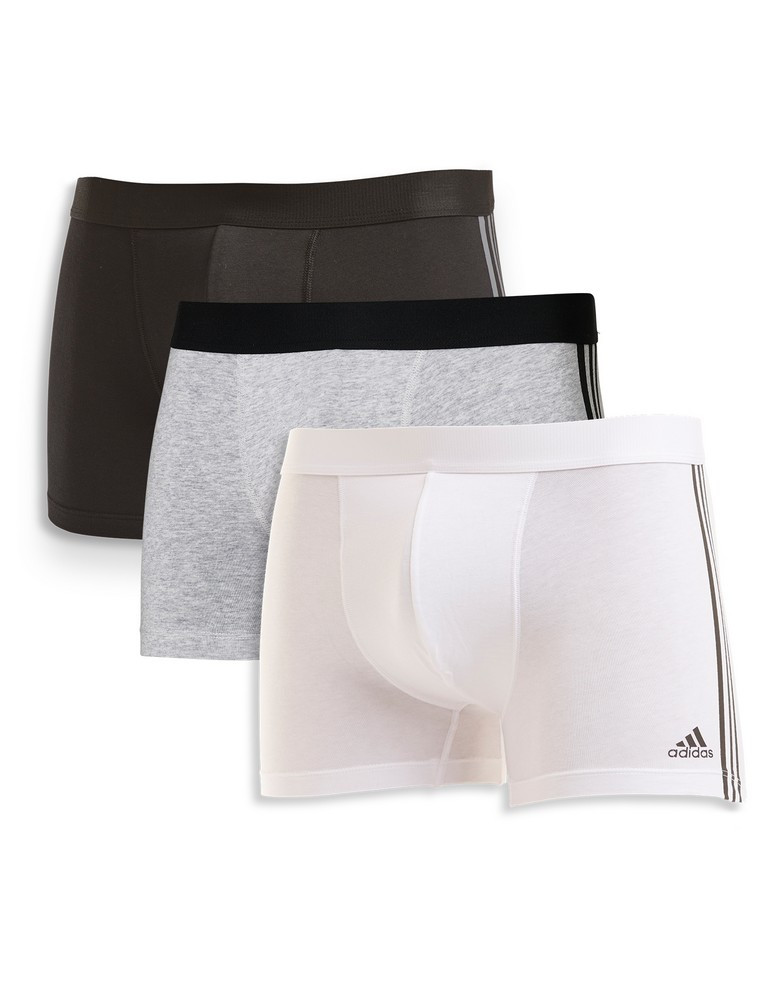 Donación Pasto Intermedio Paquete de 3 Boxers Adidas Active Flex Cotton 3 Stripes (Blanco/Gris/Negro)