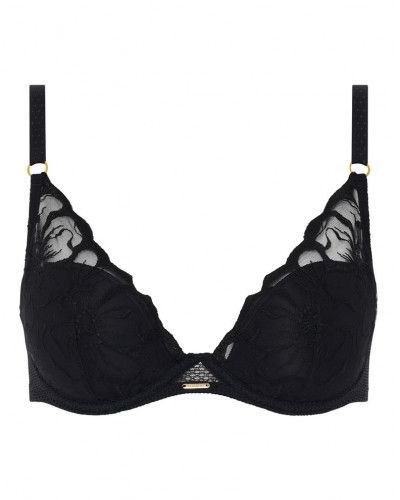 Plunge padded bra Chantelle Fleurs (Black)