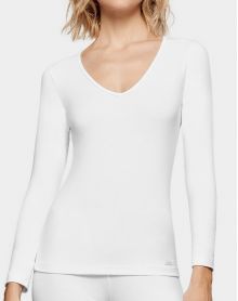 Camiseta térmica manga larga cuello en V Impetus Thermo (Blanco)