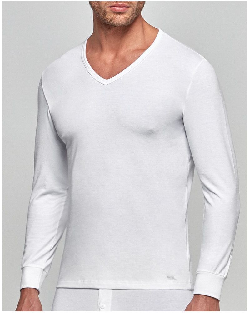 Warm longsleeve v-neck t-shirt Impetus Thermo (White)
