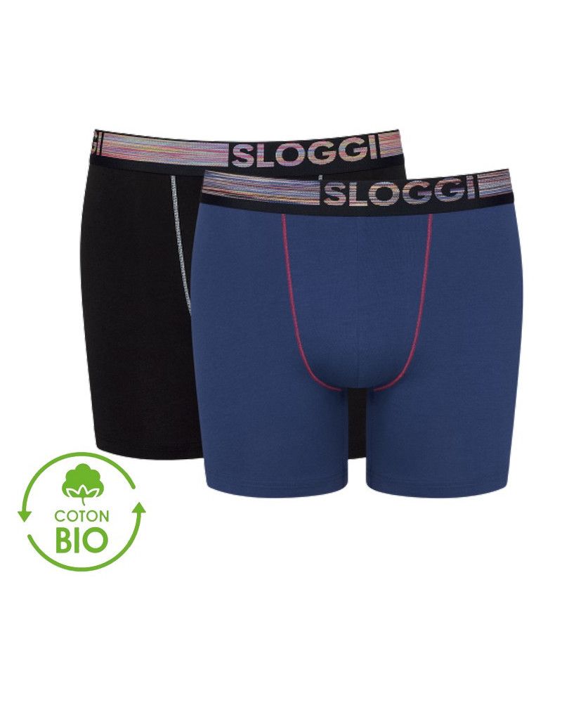 Long boxer Sloggi GO ABC Natural pack of 2 (Blue-Dark Comb)