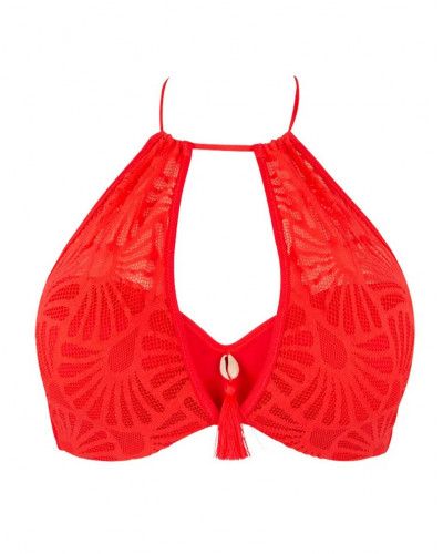 Padded strapless bath bra Antigel La Muse Dentelle (Corail Fluo)