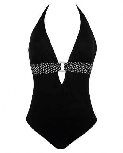 One-piece swimsuit back plunge Antigel La Muse Dolce Vita (Pois Noir)