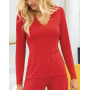 Tee shirt long sleeves V-neck Antigel Simply Perfect (Rouge Capucine)