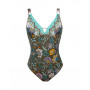One-piece opened support swimsuit Fleur Persane (Bronze Persanne)