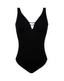 One-Piece Opened Support Swimsuit Perles Nacrées (Black)