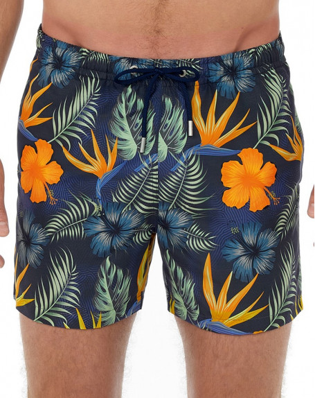 Swim Shorts HOM Tiki (Navy Hawaïen)