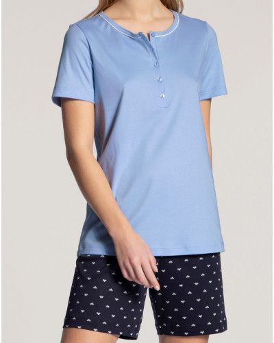 Pyjama short Calida Night Lovers 100% coton (Dark Lapis Blue)