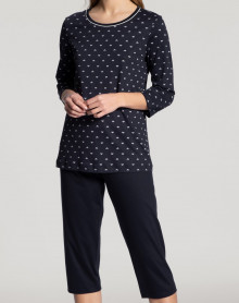 Pyjama 3/4 Calida Night Lovers 100% coton (Dark Lapis Blue)