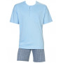 Pijama cortos mangas cortas con botones Calida Relax Choice 100% algodon (Placid Blue)