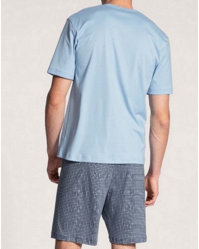 Pyjama shorts with short sleeves with buttons Calida Relax Choice 100% cotton (Placid Blue)