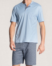 Pyjama short manches courtes boutonné Calida Relax Choice 100% coton (Placid Blue)