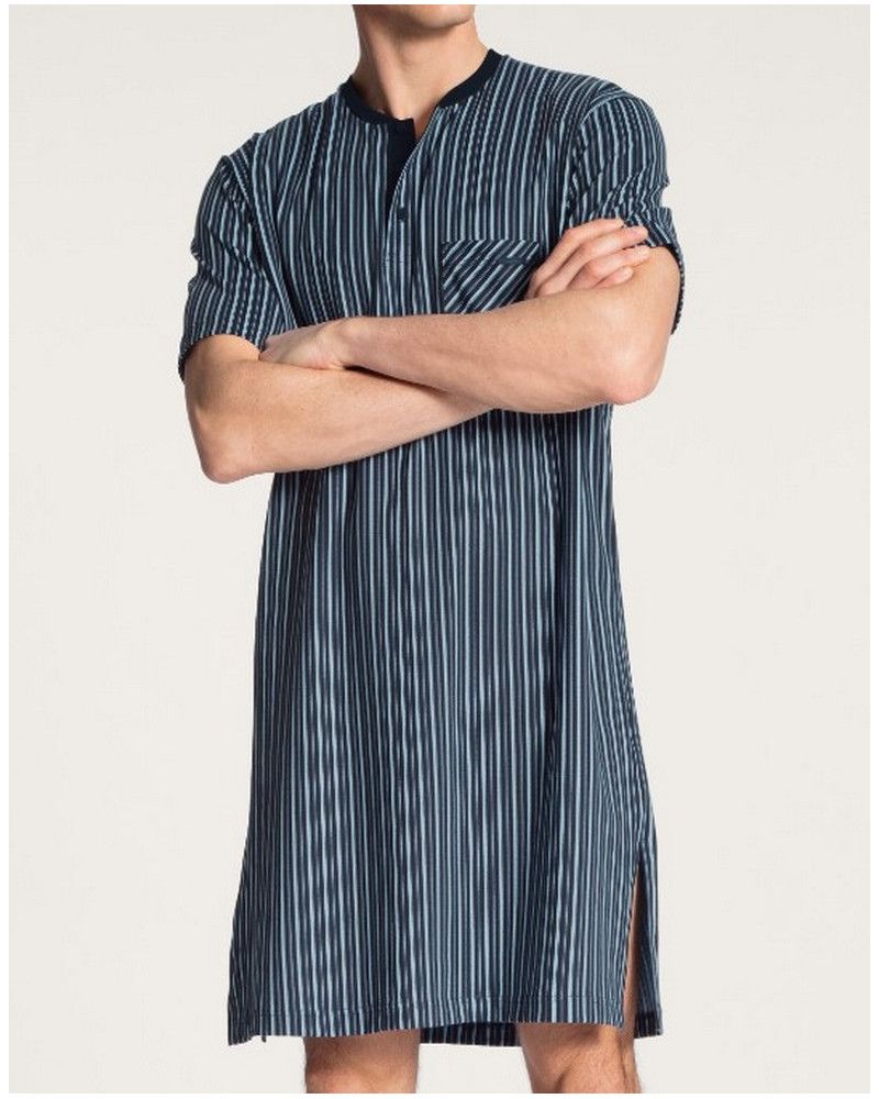 Nightdress short sleeves Calida Relax Imprint 100% cotton (Dark Sapphire)