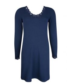 Nightdress long sleeves V-neck Antigel Simply Perfect (Bleu Marine)