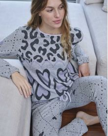 Pyjama manches longues Massana Léopard & Coeurs