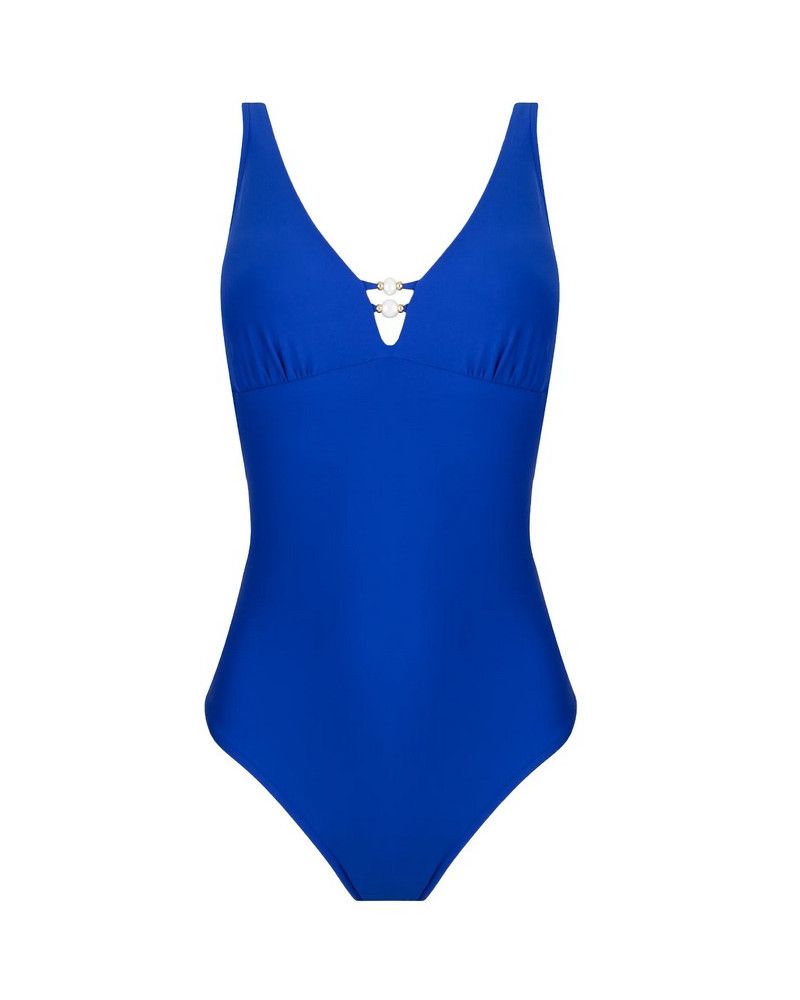 One-piece opened support swimsuit Perge Nacrée (Capri Perle)