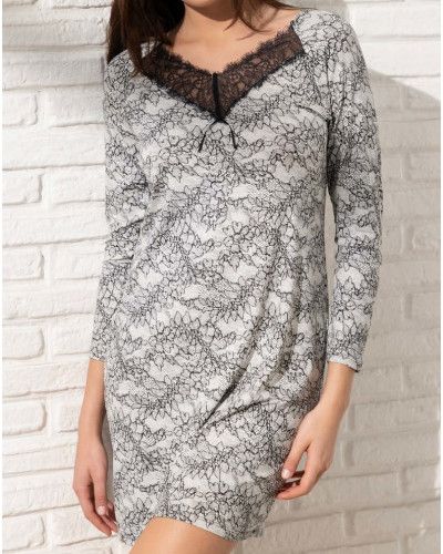Long sleeved Nightdress Antigel Power Dentelle (Dentelle Fusain)