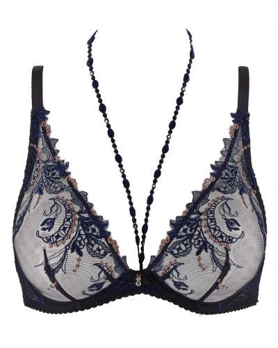 Underwired triangle bra Aubade Amour Précieux (Cosmic blue)